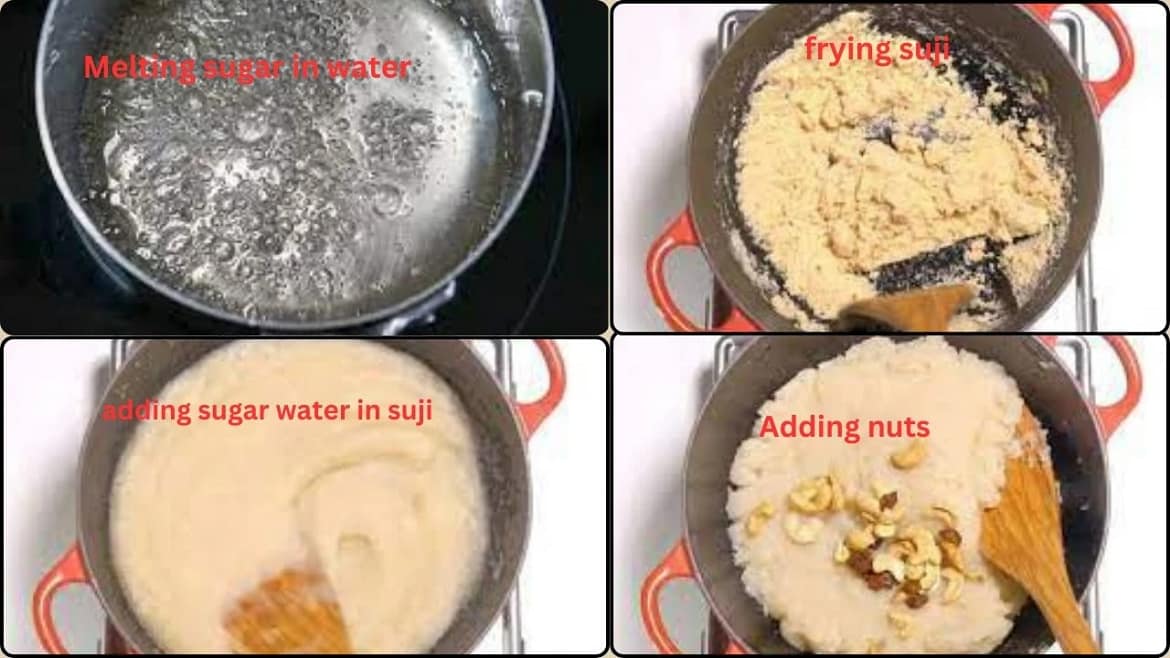 step by step cooking method of suji ka halwa