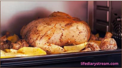 Roasted half chicken bake in oven